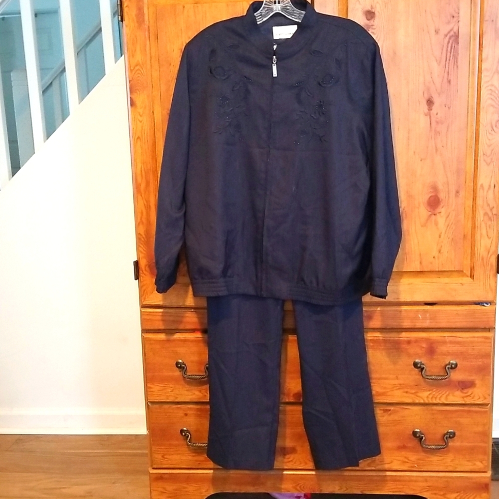 Draper & Damon's Three Piece Suit Navy Blue 1X